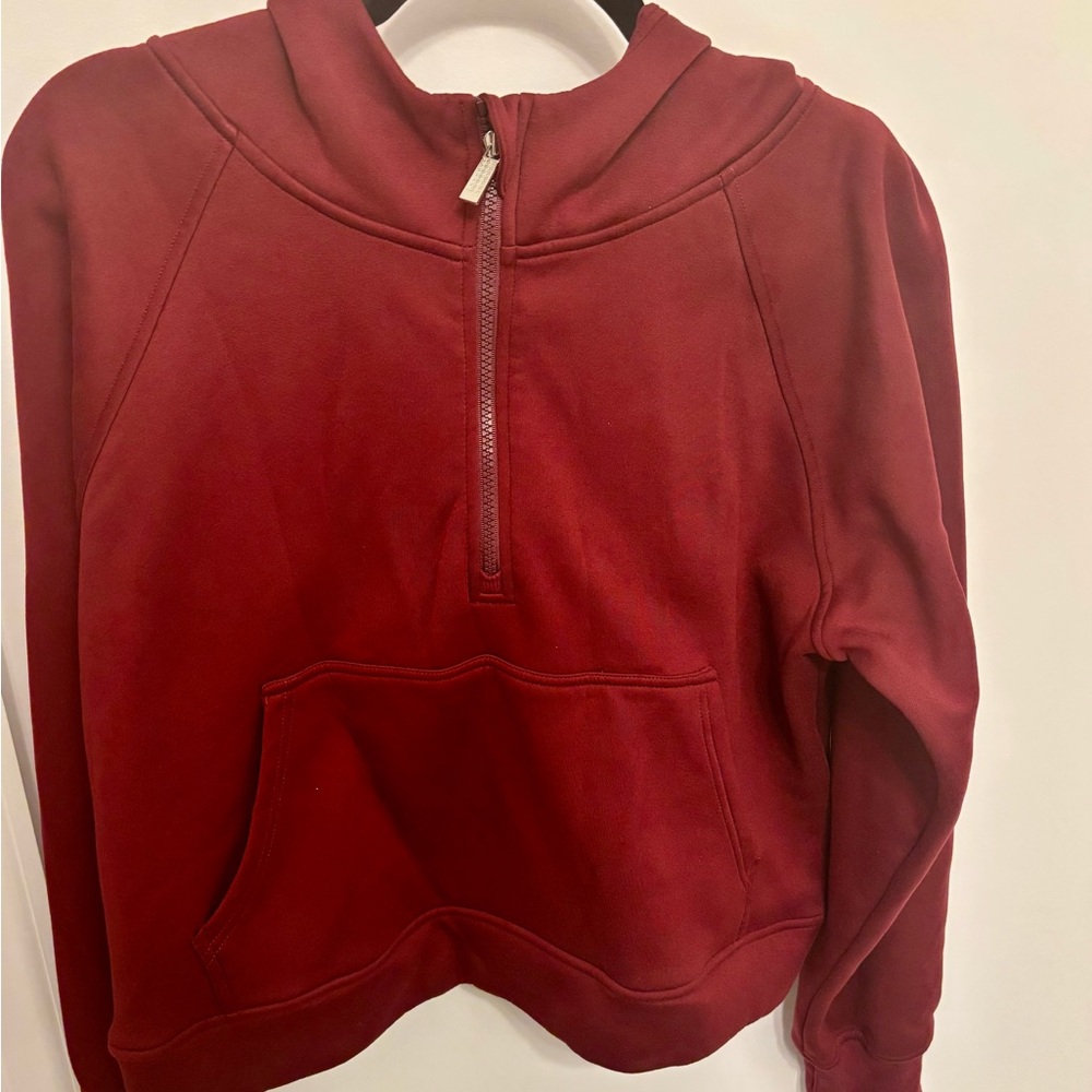 Maroon Zip Cropped Hoodie